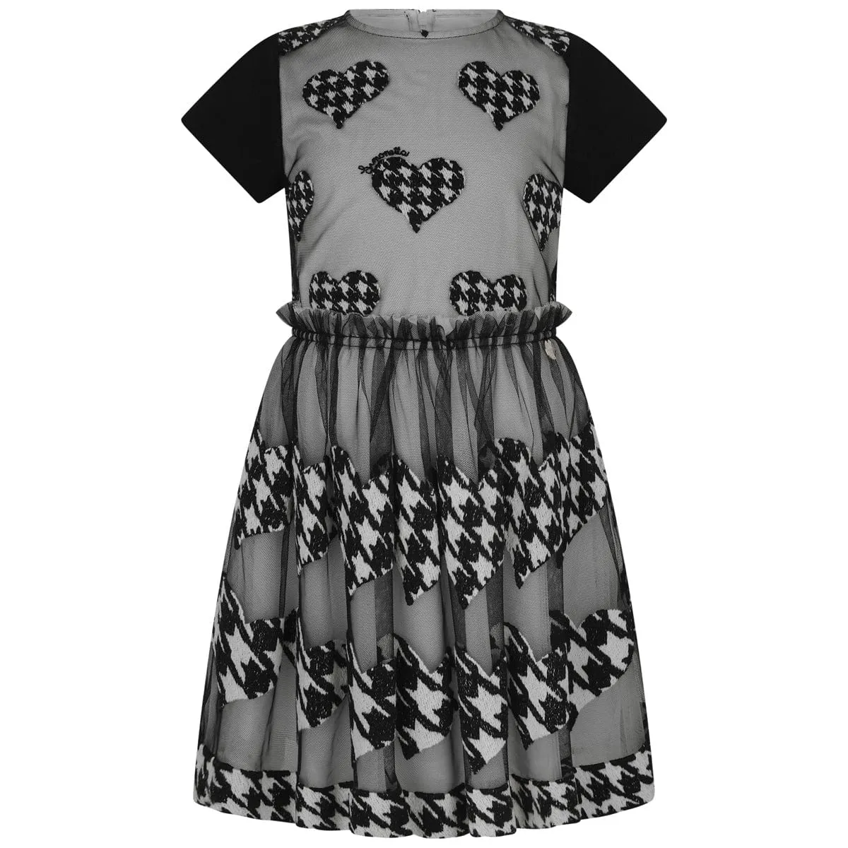 Simonetta Houndstooth Herz besticktes Kleid