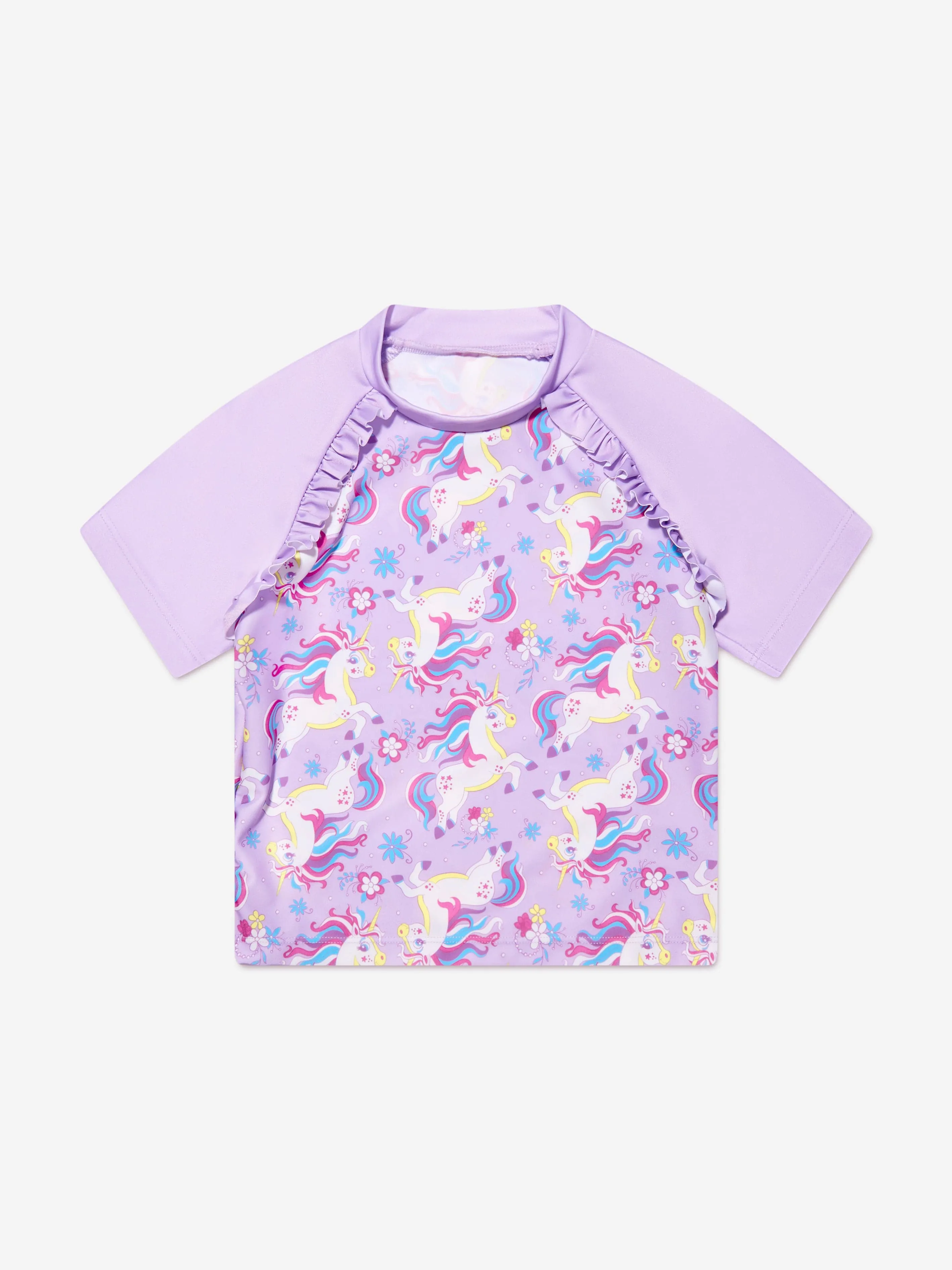 Soli Swim Mädchen Einhorn Rashguard und Shorts (UPF50 ) in Lila