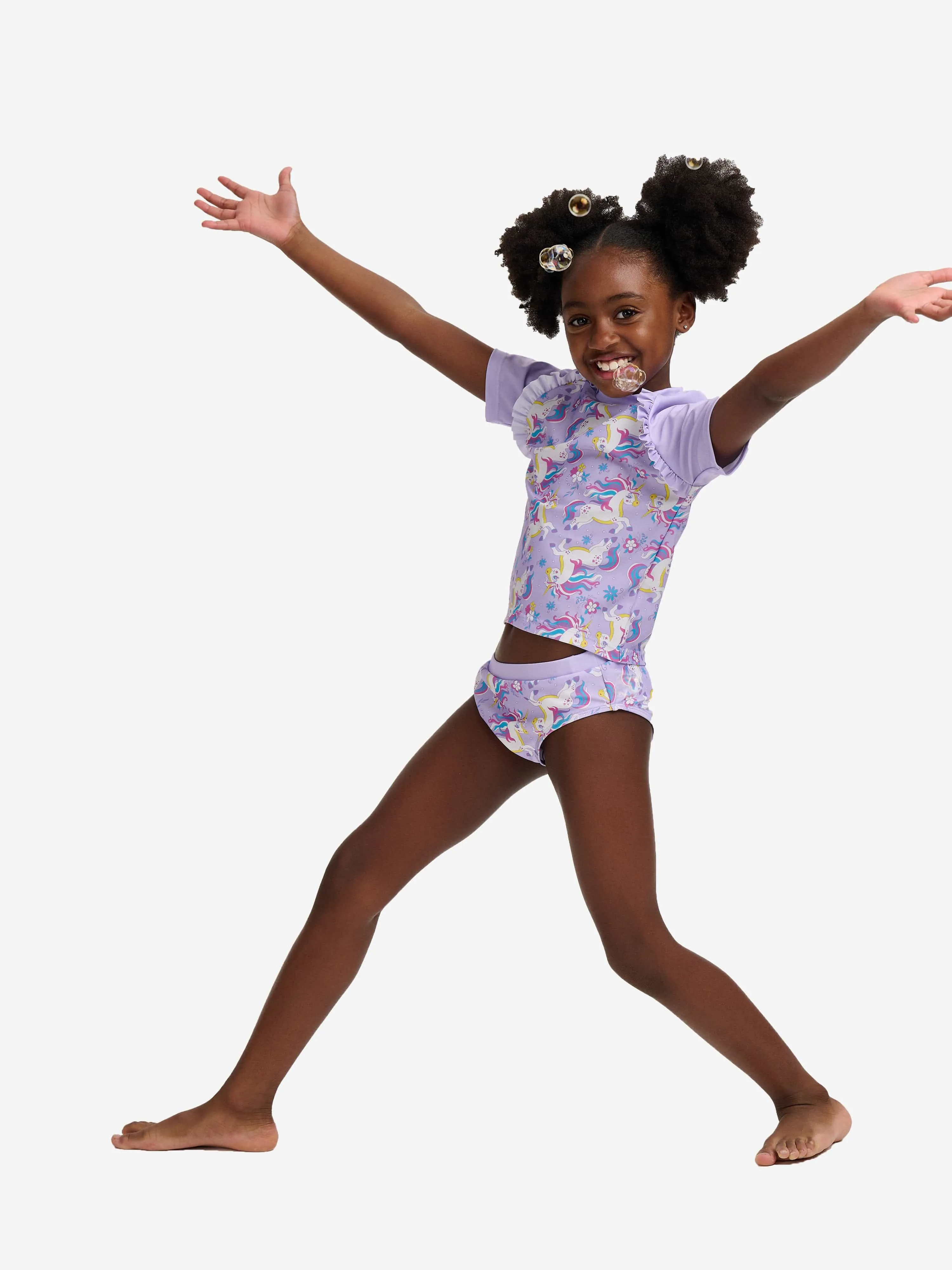 Soli Swim Mädchen Einhorn Rashguard und Shorts (UPF50 ) in Lila