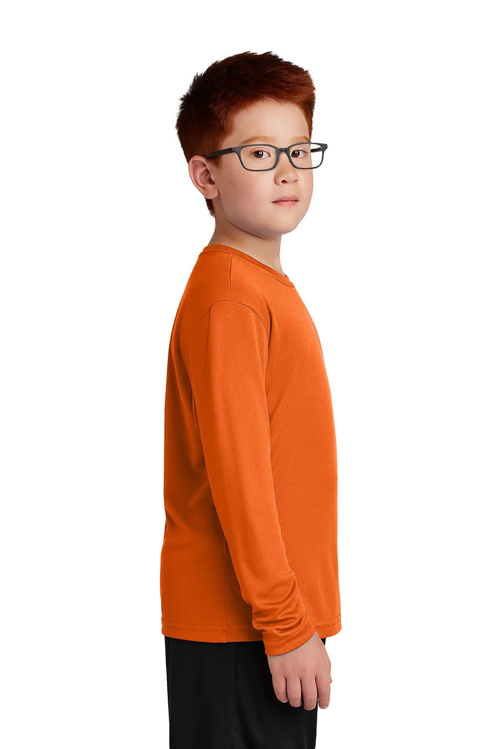 Sport-Tek Jugend Competitor Feuchtigkeitstransportierendes Langarm-Crewneck T-Shirt - Tieforange - Ausverkauf