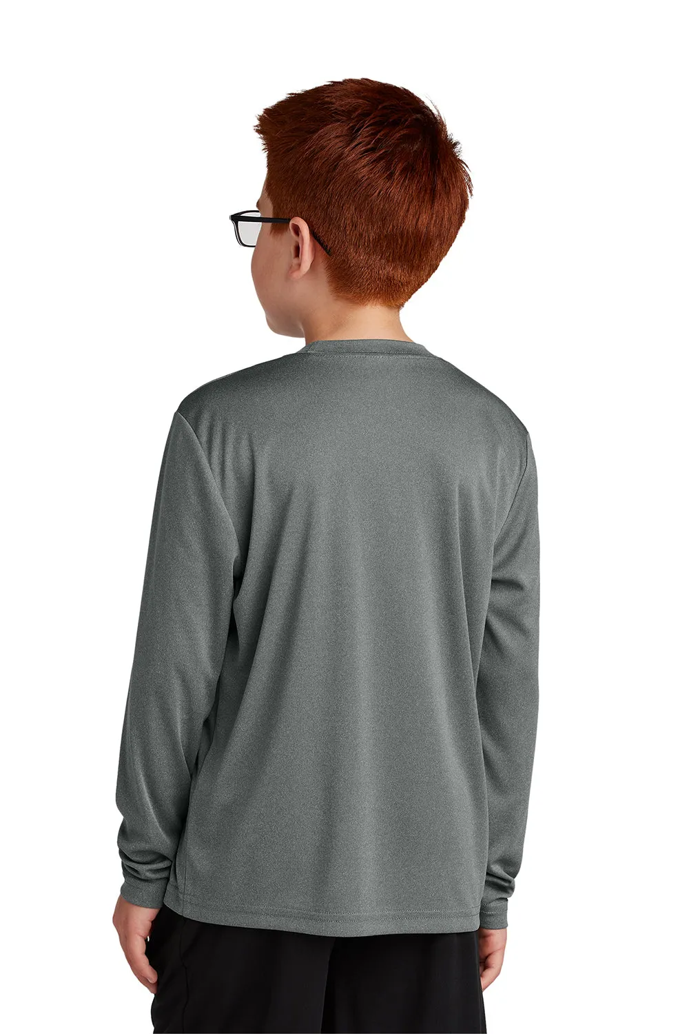 Sport-Tek Jugend Competitor Feuchtigkeitstransportierendes Langarm-Crewneck T-Shirt - Heather Eisengrau
