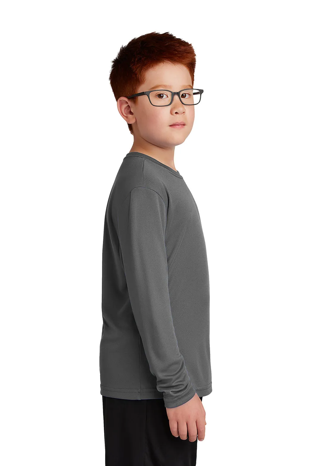 Sport-Tek Jugend Competitor Feuchtigkeitstransportierendes Langarm-Crewneck T-Shirt - Eisengrau