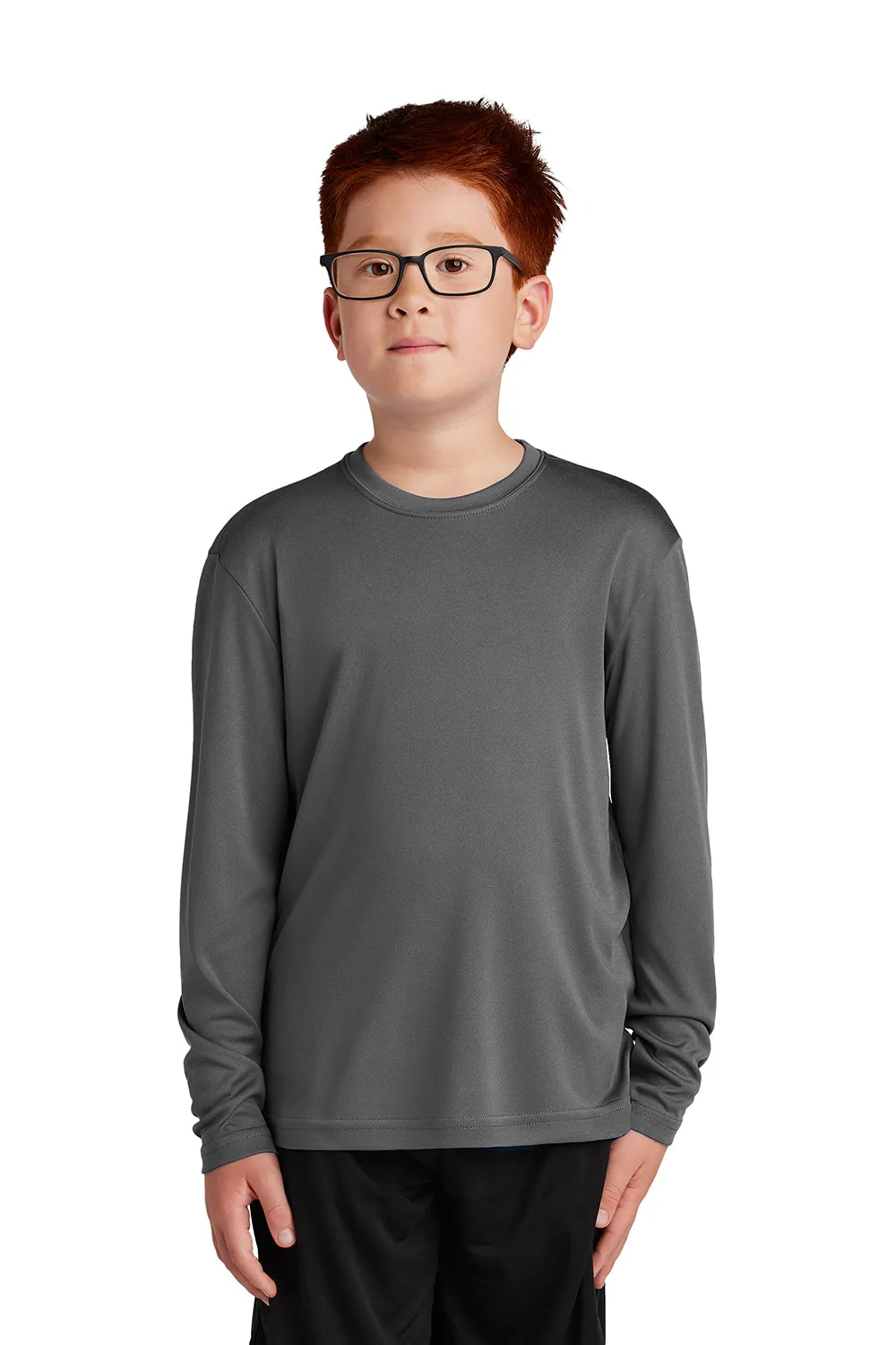 Sport-Tek Jugend Competitor Feuchtigkeitstransportierendes Langarm-Crewneck T-Shirt - Eisengrau