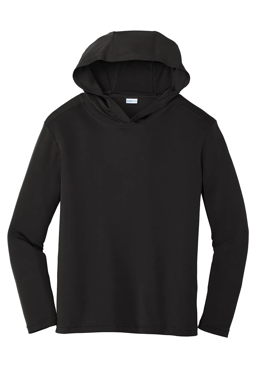 Sport-Tek Jugend Competitor Feuchtigkeitstransportierendes Langarm-Hoodie-T-Shirt - Schwarz