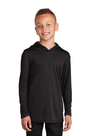 Sport-Tek Jugend Competitor Feuchtigkeitstransportierendes Langarm-Hoodie-T-Shirt - Schwarz