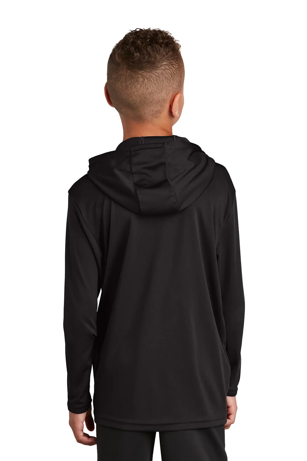 Sport-Tek Jugend Competitor Feuchtigkeitstransportierendes Langarm-Hoodie-T-Shirt - Schwarz