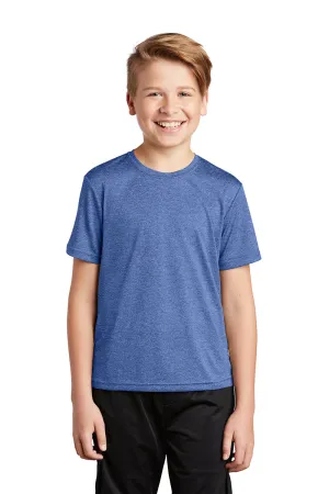 Sport-Tek Youth Contender Heather Feuchtigkeitstransportierendes Kurzarm-Crewneck-T-Shirt - Heather Echt Royalblau