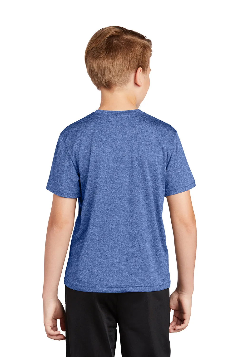 Sport-Tek Youth Contender Heather Feuchtigkeitstransportierendes Kurzarm-Crewneck-T-Shirt - Heather Echt Royalblau