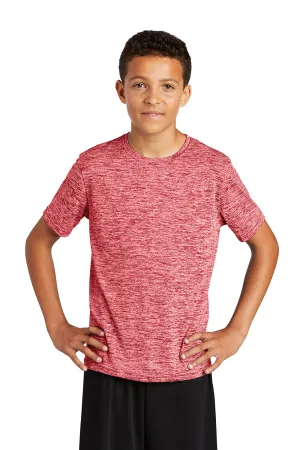Sport-Tek Jugendliche Elektrisch Heather Feuchtigkeitstransportierendes Kurzarm-Crewneck-T-Shirt - Tiefrot Elektrisch - Ausverkauf