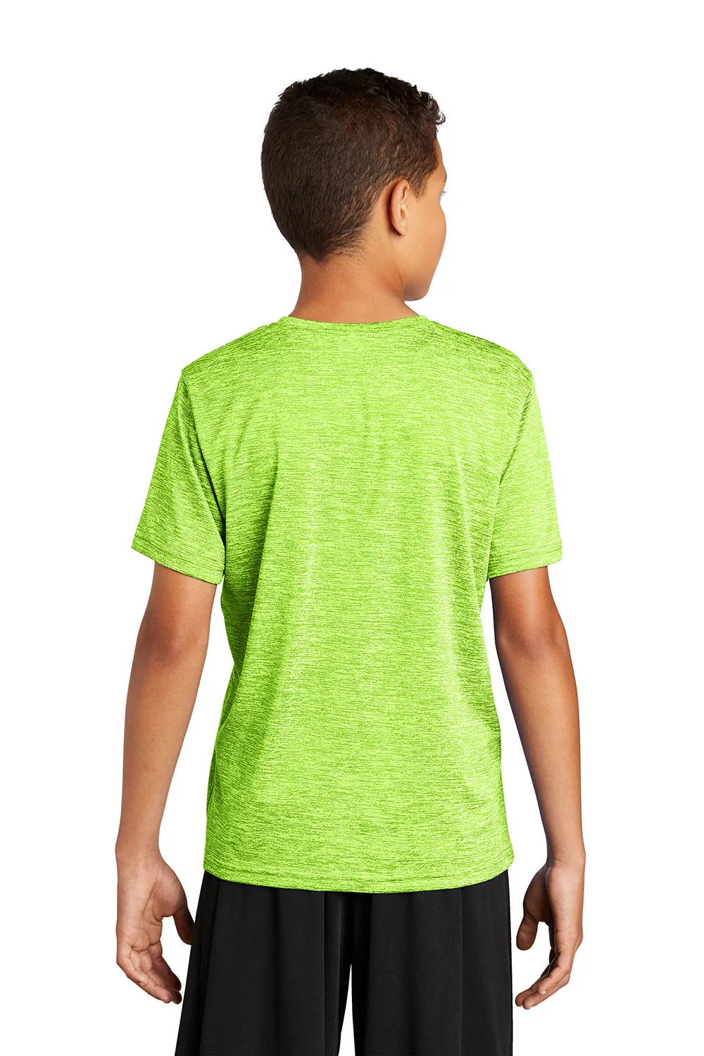 Sport-Tek Jugendliche Elektrisch Heather Feuchtigkeitstransportierendes Kurzarm-Crewneck T-Shirt - Lime Shock Grün Elektrisch - Ausverkauf