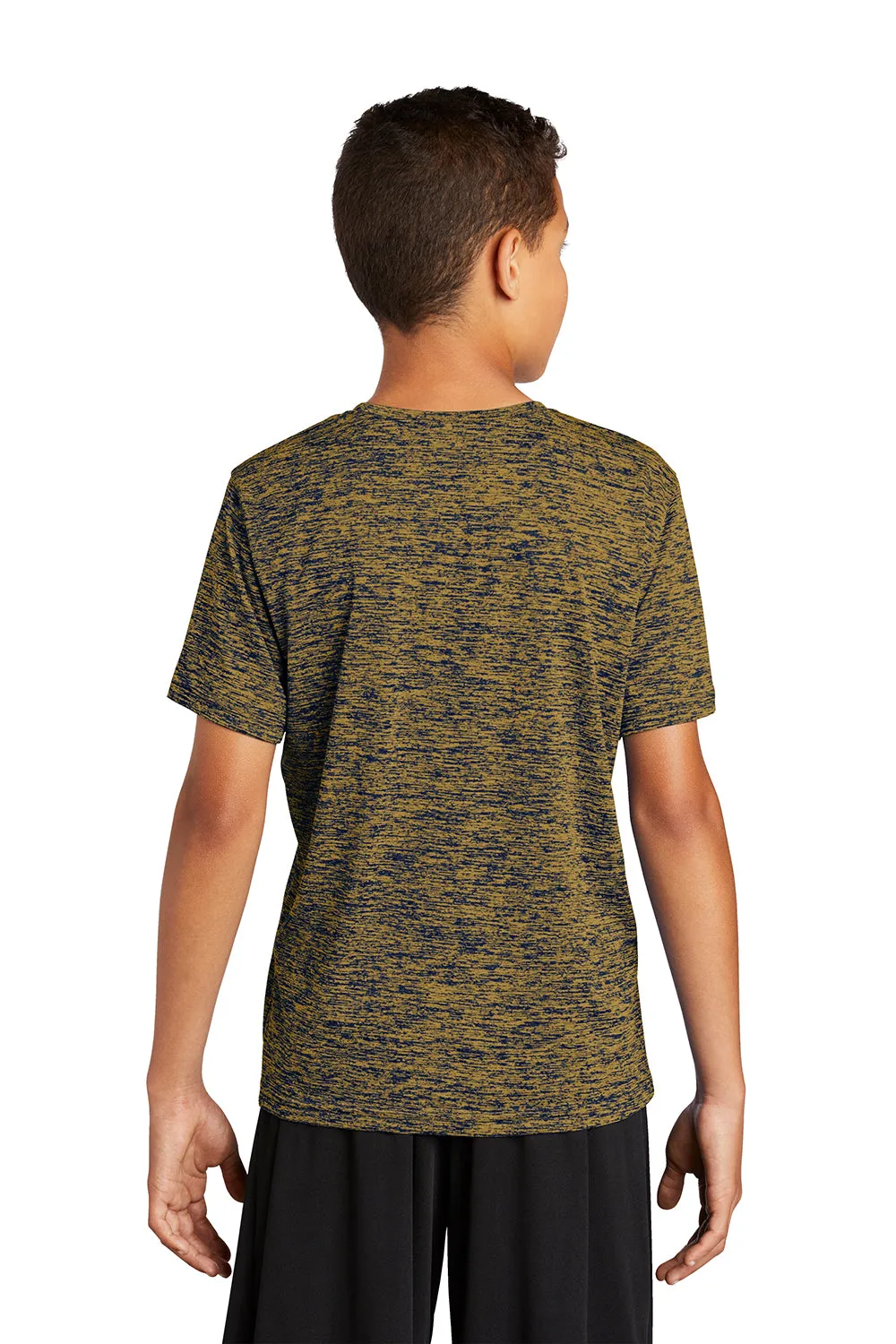Sport-Tek Jugendliche Elektrisch Heather Feuchtigkeitstransportierendes Kurzarm-Crewneck T-Shirt - Echt Königsblau Gold Elektrisch - Ausverkauf