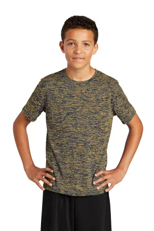 Sport-Tek Jugendliche Elektrisch Heather Feuchtigkeitstransportierendes Kurzarm-Crewneck T-Shirt - Echt Königsblau Gold Elektrisch - Ausverkauf
