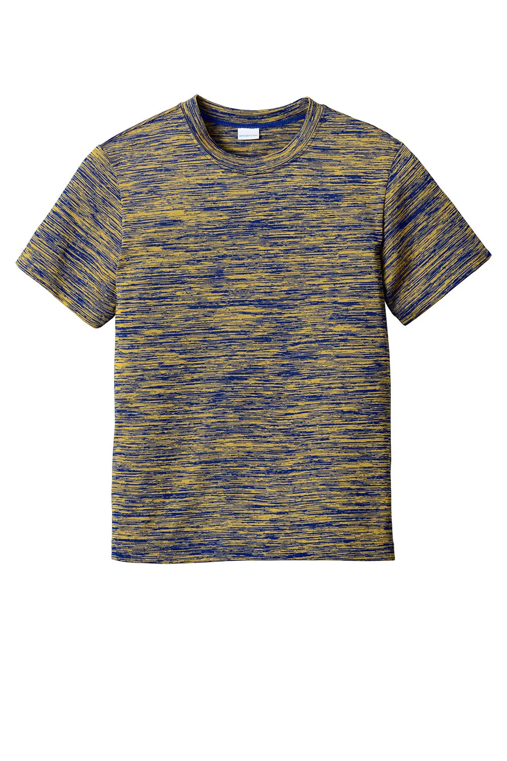 Sport-Tek Jugendliche Elektrisch Heather Feuchtigkeitstransportierendes Kurzarm-Crewneck T-Shirt - Echt Königsblau Gold Elektrisch - Ausverkauf