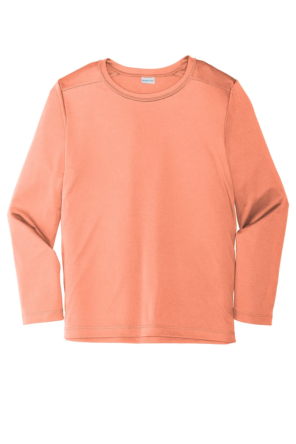 Sport-Tek Jugend Feuchtigkeitstransportierendes Langarm-Crewneck T-Shirt - Sanftes Korallenorange