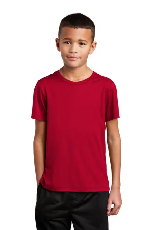 Sport-Tek Youth Feuchtigkeitstransportierendes Kurzarm-T-Shirt mit Rundhalsausschnitt - Echtes Rot