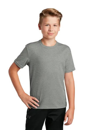 Sport-Tek Youth RacerMesh Feuchtigkeitstransportierendes Kurzarm-Crewneck-T-Shirt - Heather Grey