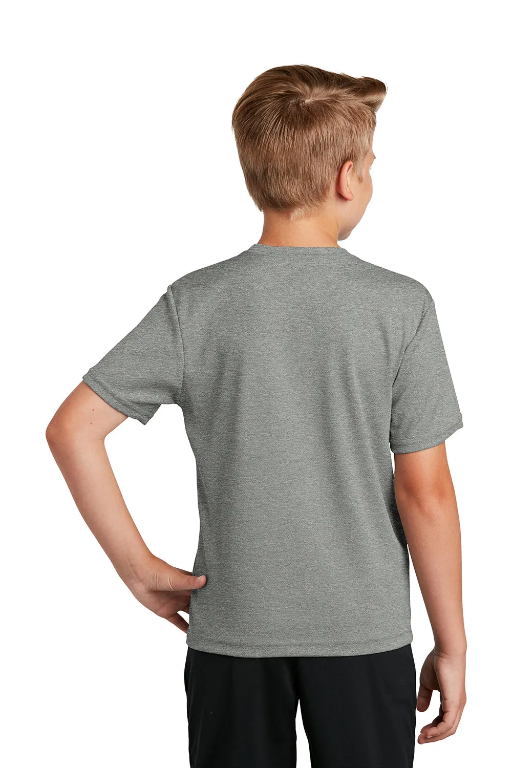 Sport-Tek Youth RacerMesh Feuchtigkeitstransportierendes Kurzarm-Crewneck-T-Shirt - Heather Grey