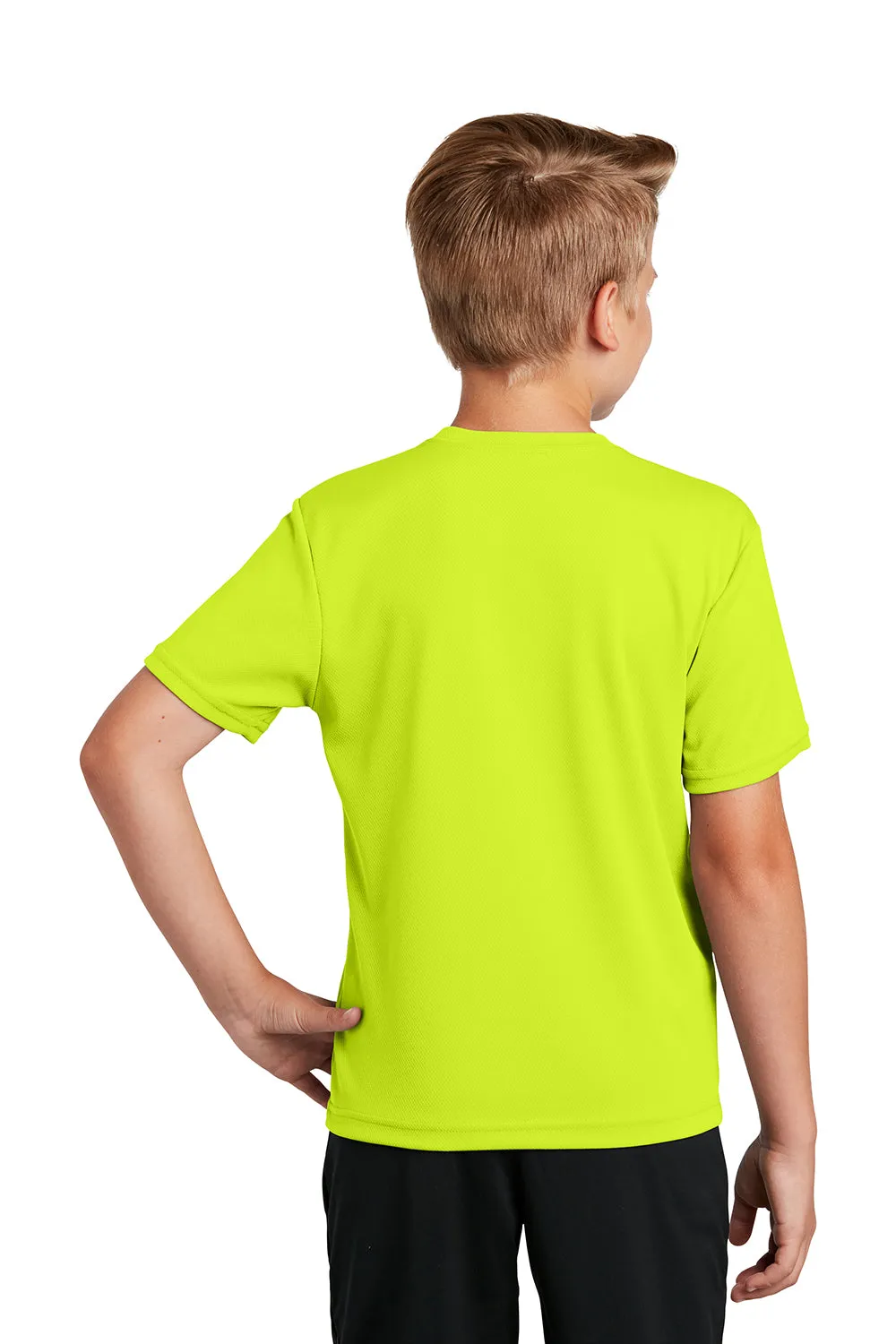 Sport-Tek Youth RacerMesh Feuchtigkeitstransportierendes Kurzarm-Crewneck-T-Shirt - Neon Gelb - Ausverkauf