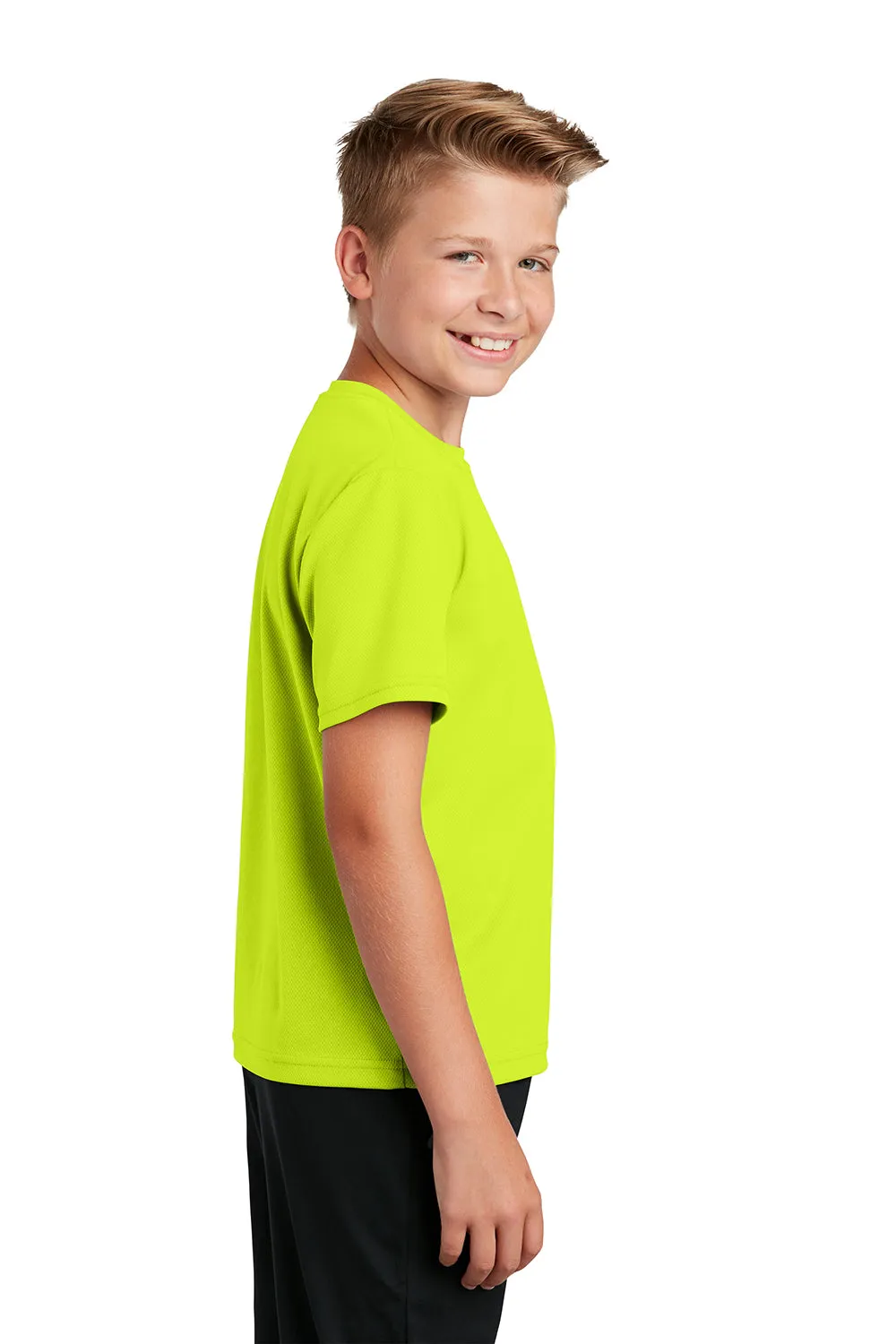 Sport-Tek Youth RacerMesh Feuchtigkeitstransportierendes Kurzarm-Crewneck-T-Shirt - Neon Gelb - Ausverkauf