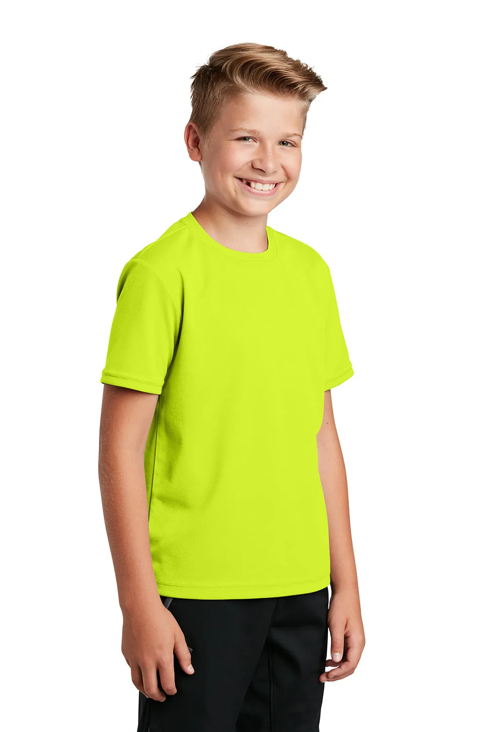 Sport-Tek Youth RacerMesh Feuchtigkeitstransportierendes Kurzarm-Crewneck-T-Shirt - Neon Gelb - Ausverkauf