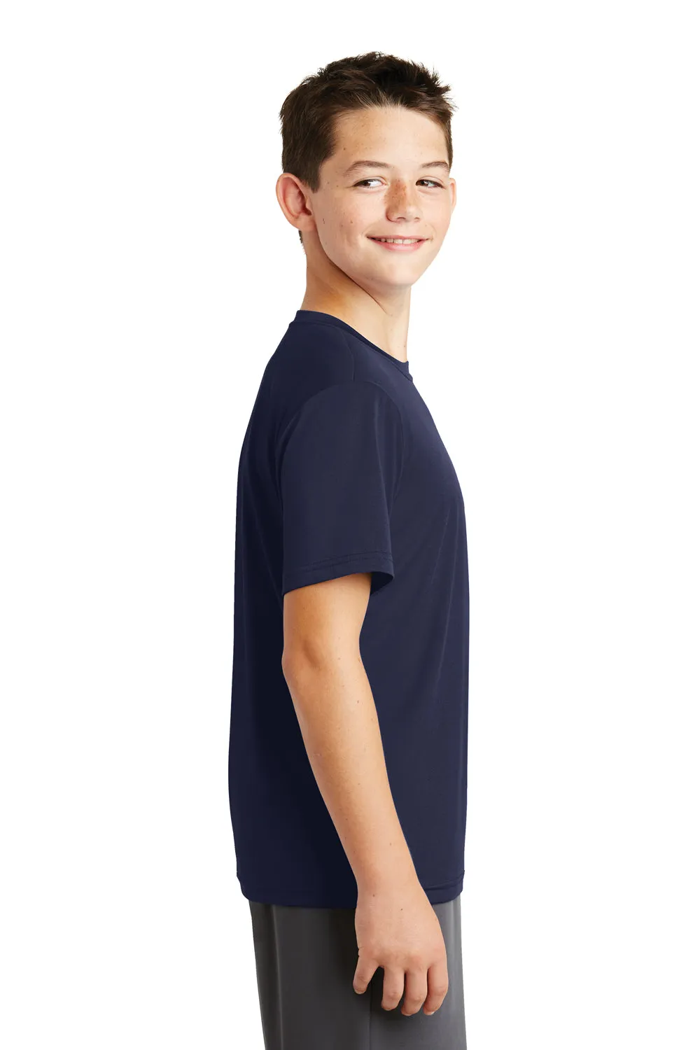 Sport-Tek Youth Tough Feuchtigkeitstransportierendes Kurzarm-Crewneck-T-Shirt - Echt Marineblau - Ausverkauf