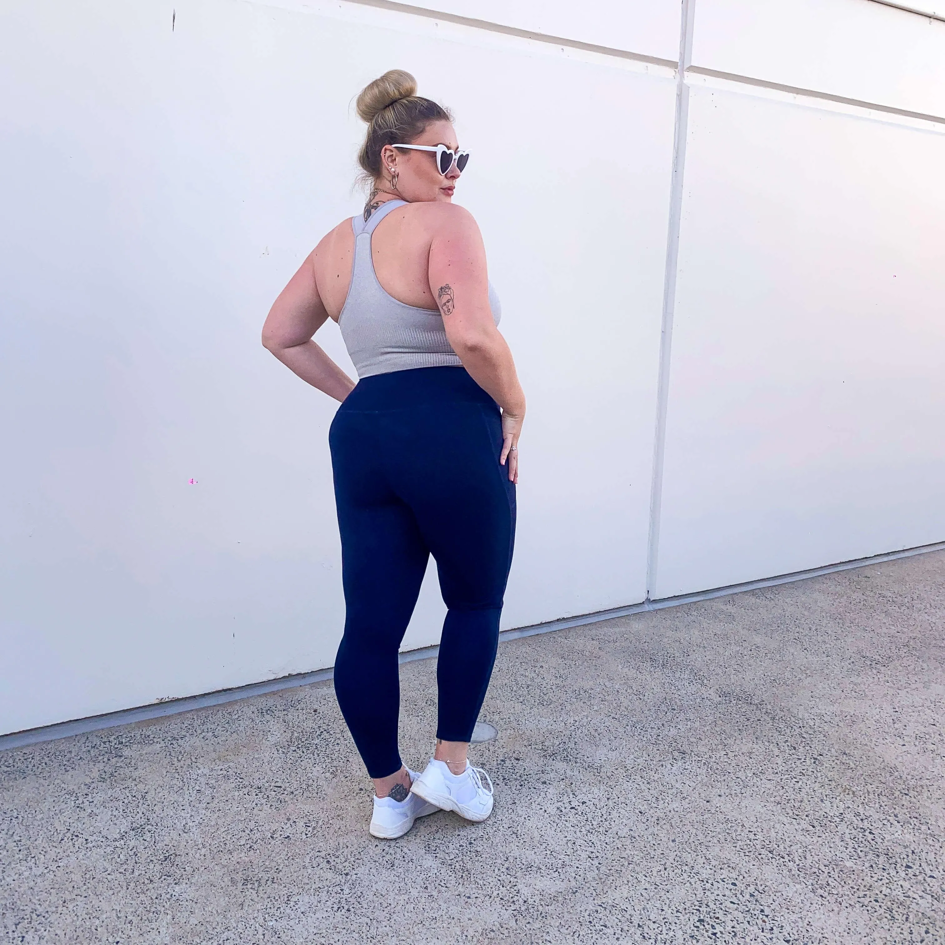 Squat Proof Lange Leggings - Marineblau