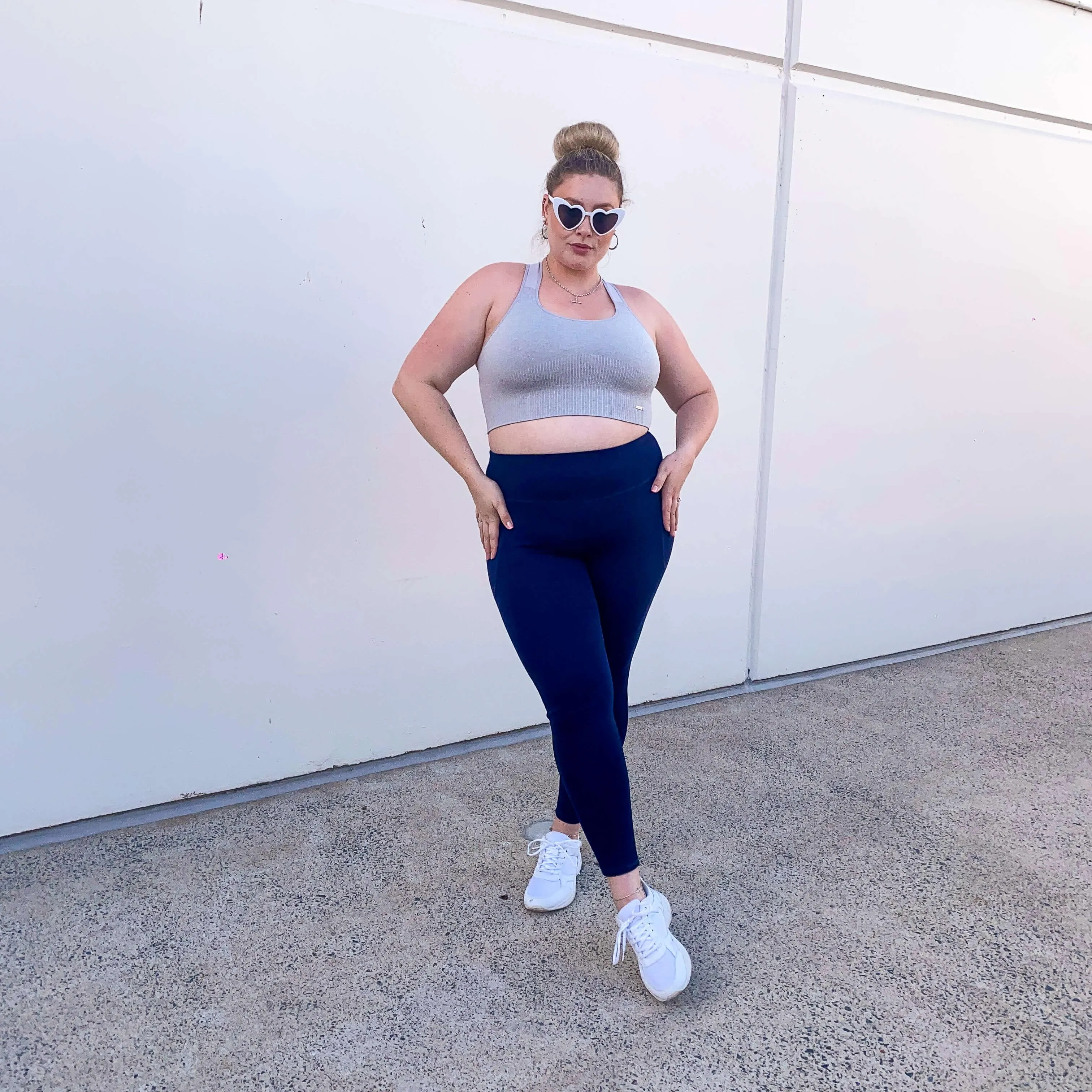 Squat Proof Lange Leggings - Marineblau