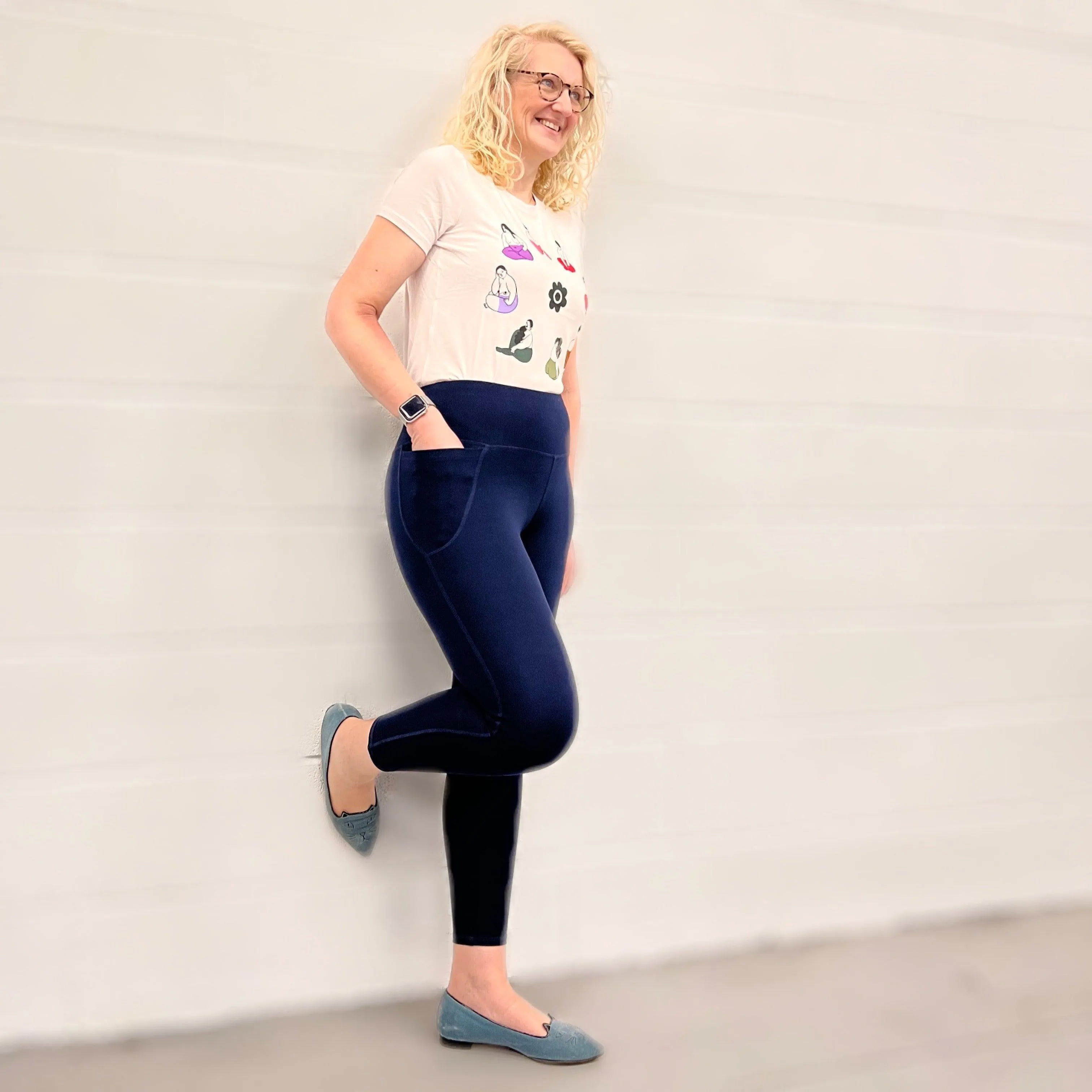 Squat Proof Lange Leggings - Marineblau