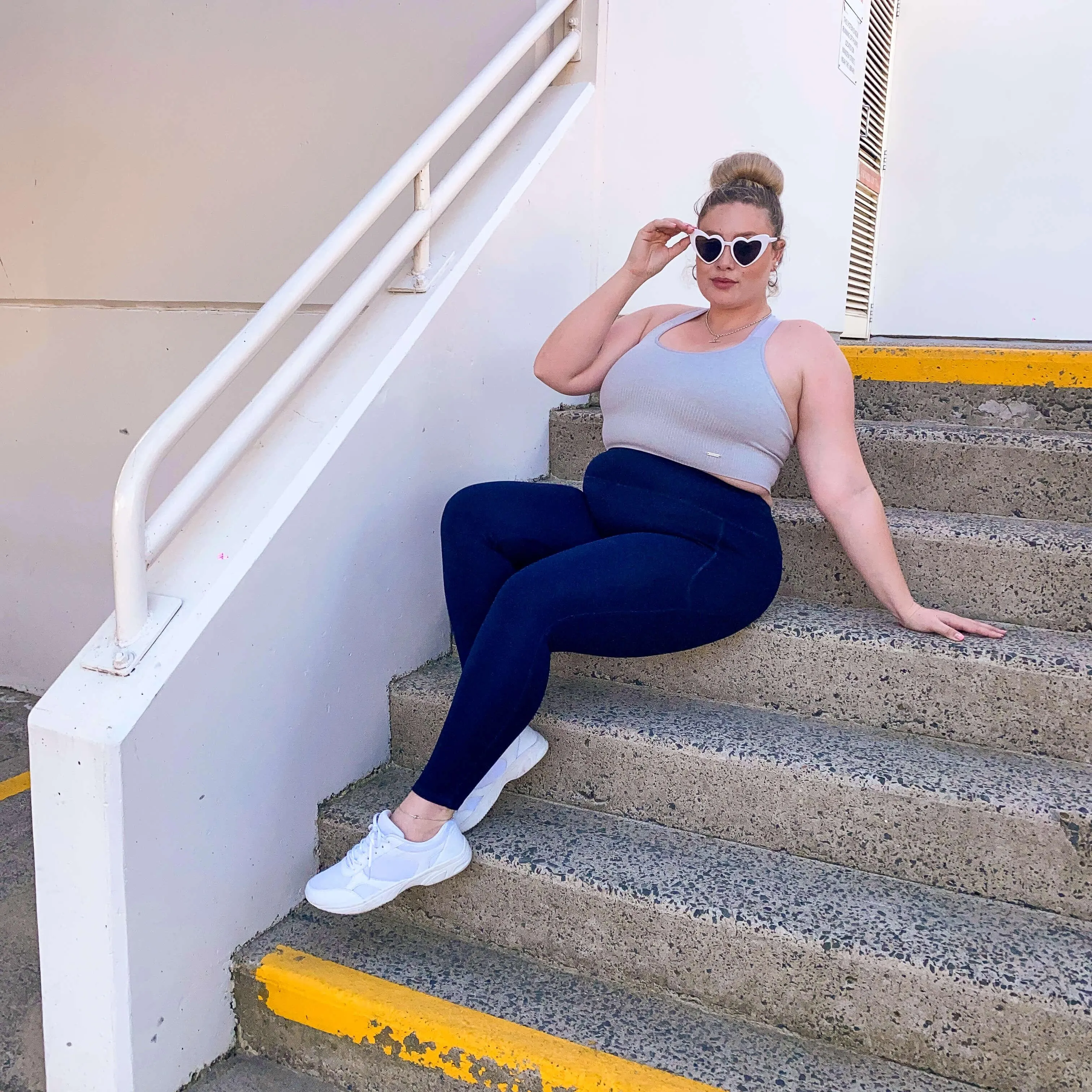 Squat Proof Lange Leggings - Marineblau