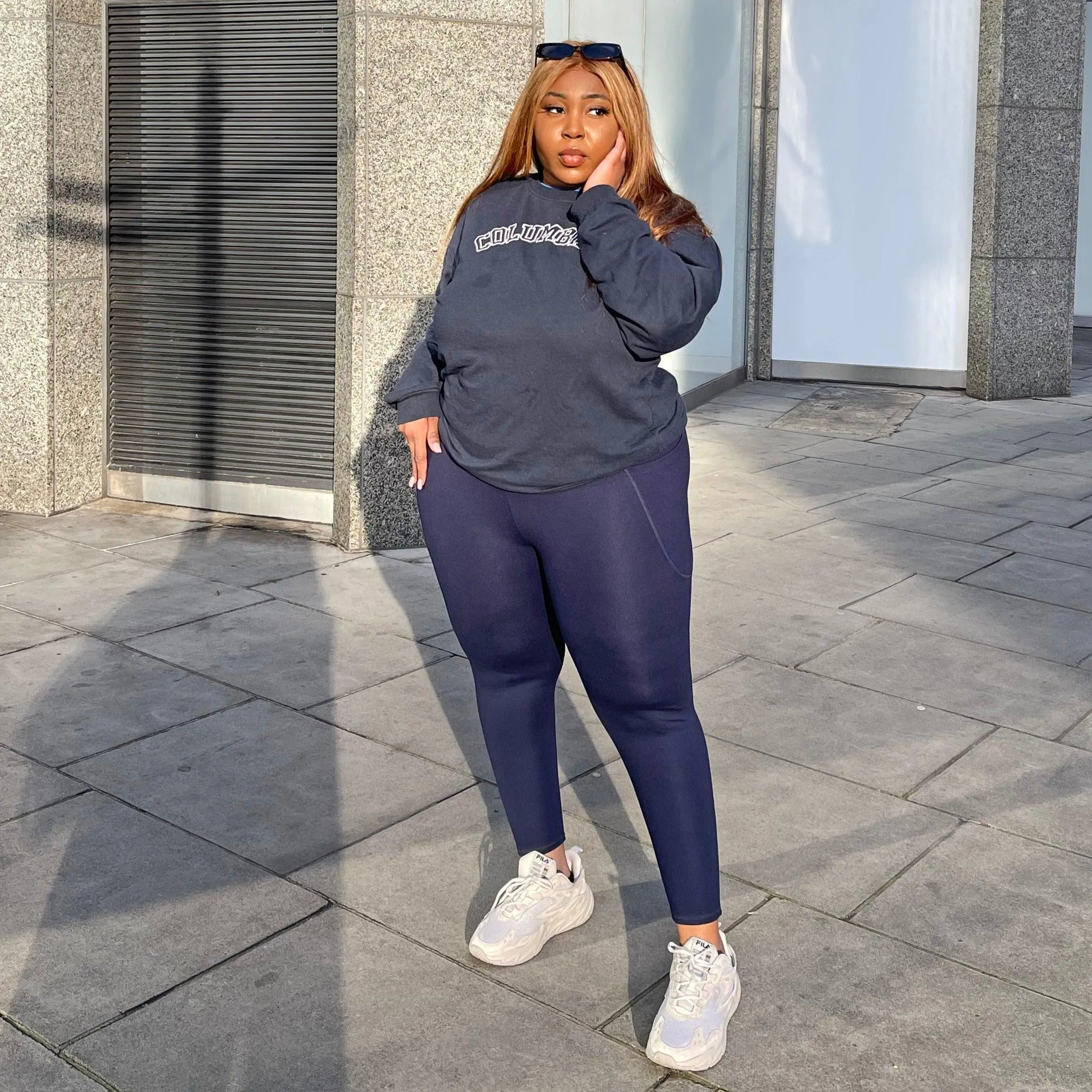 Squat Proof Kurze Leggings - Marineblau
