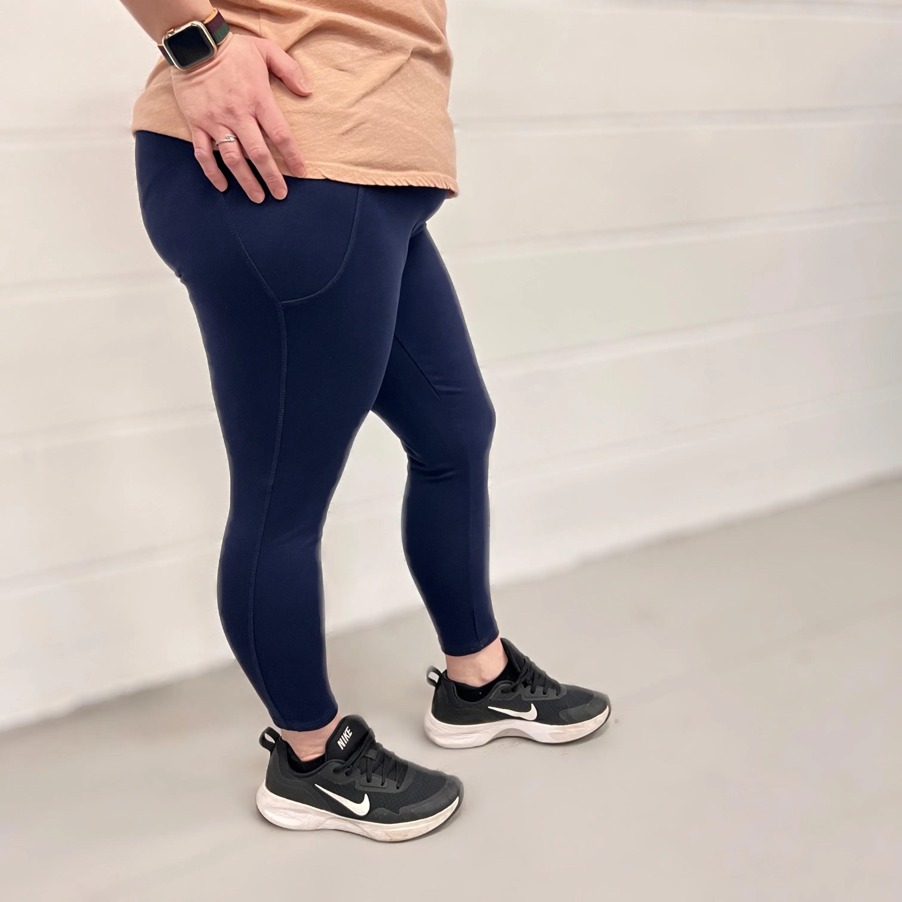Squat Proof Kurze Leggings - Marineblau