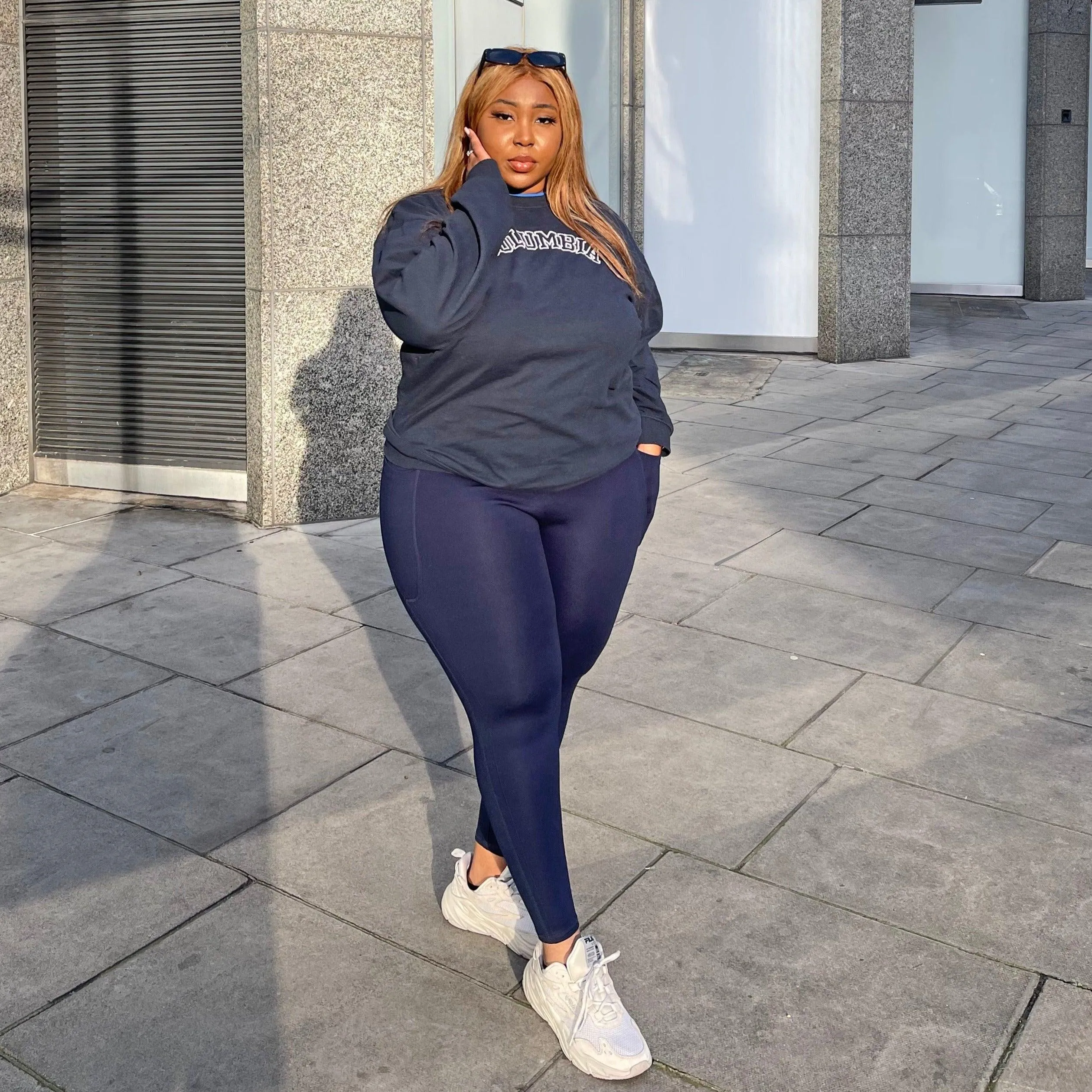 Squat Proof Kurze Leggings - Marineblau