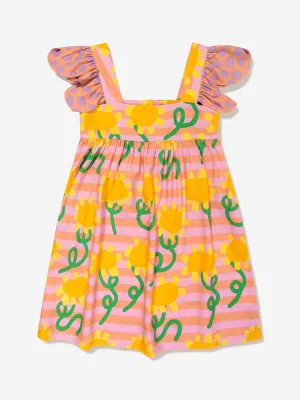 Stella McCartney Mädchen Gestreiftes Blumenkleid in Mehrfarbig