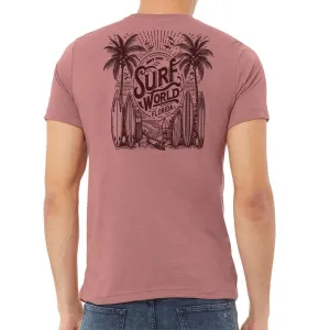 Surf World Palms and Boards T-Shirt - Mauve Meliert