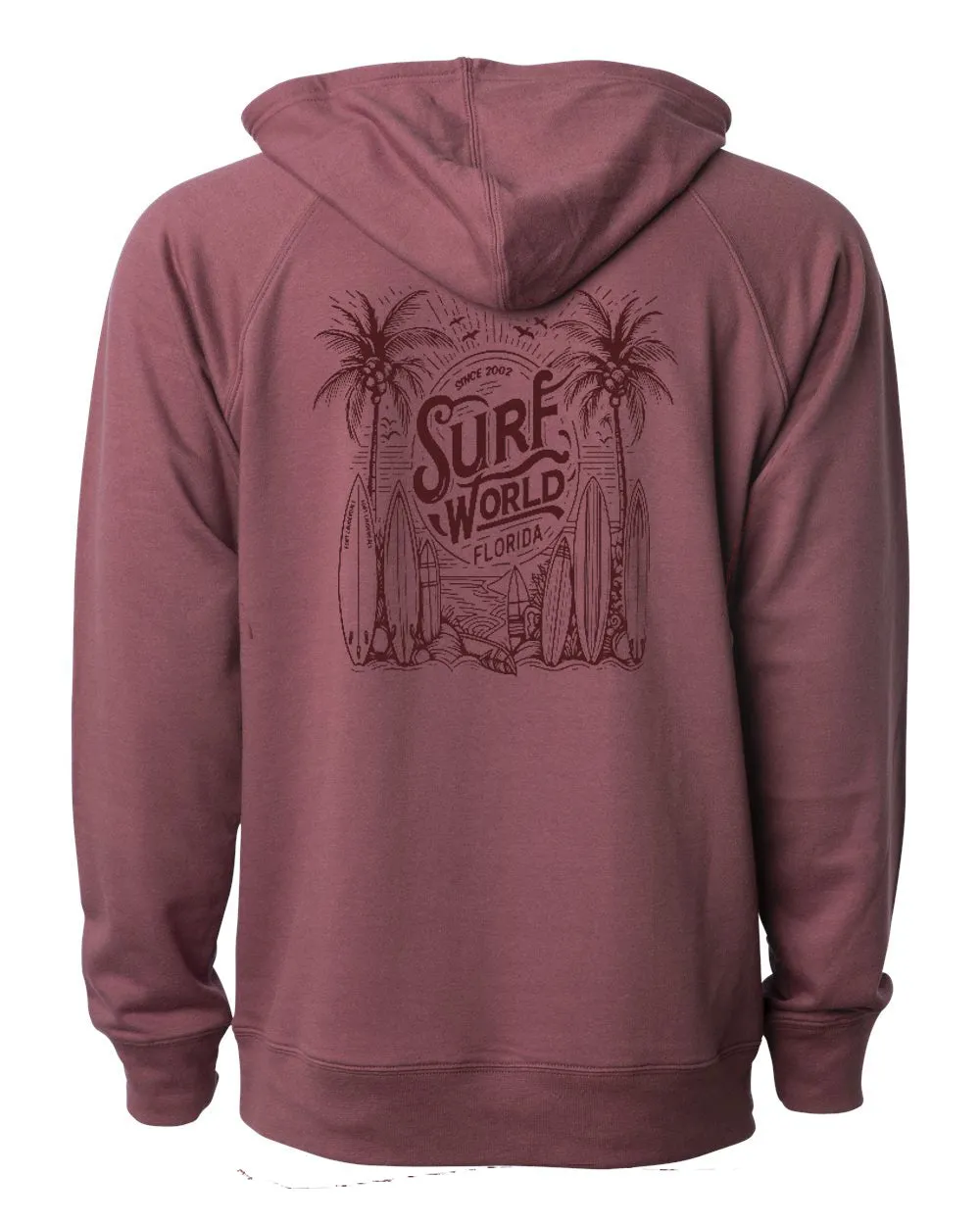 Surf World Palms and Boards T-Shirt - Mauve Meliert