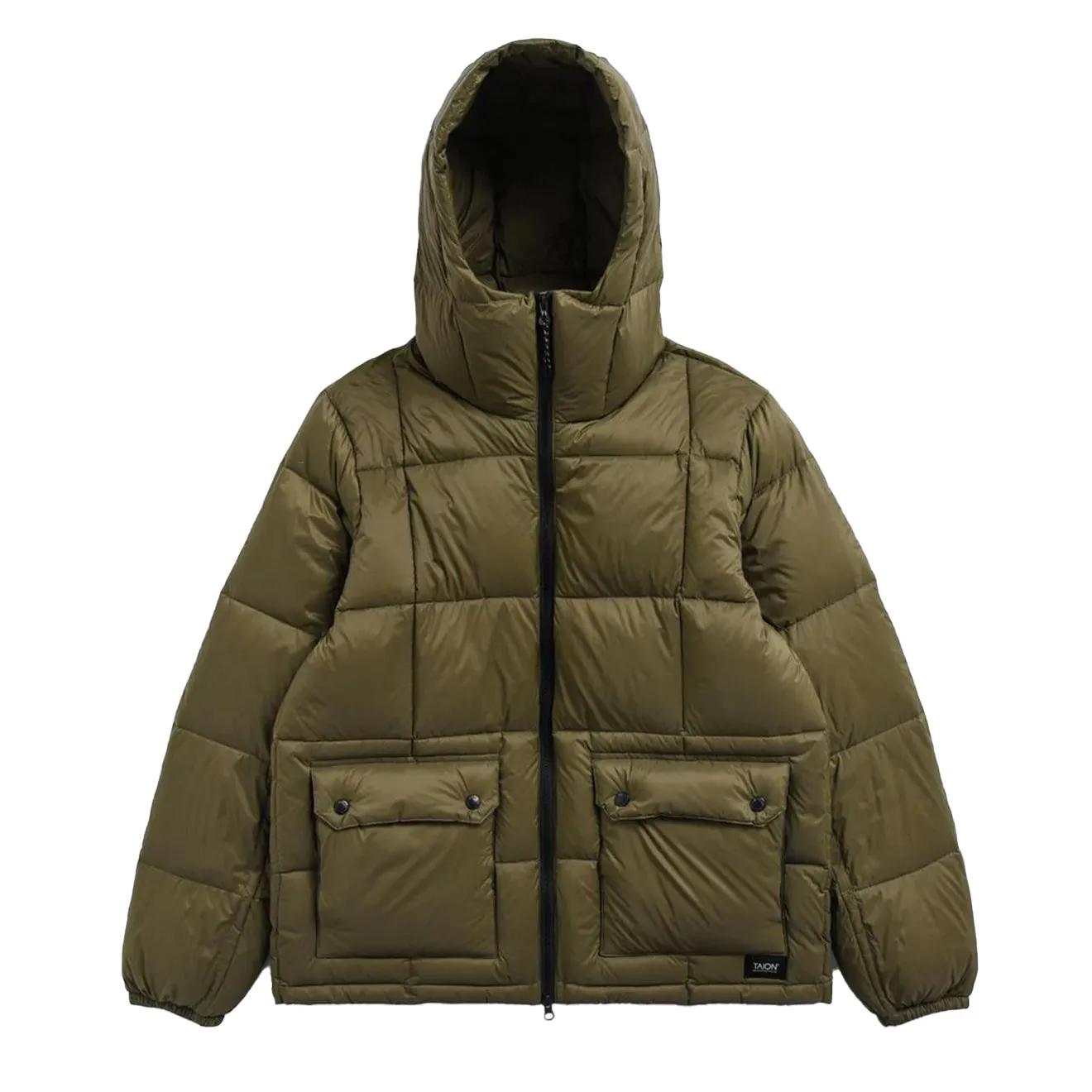 Taion Volumen Kapuzen-Daunenjacke Olive