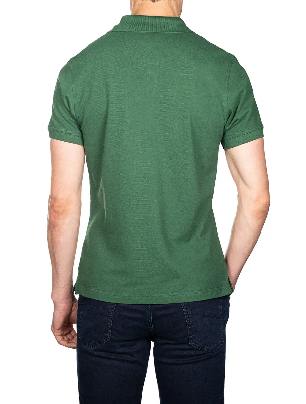 Karo-Baumwoll-Polohemd Olive