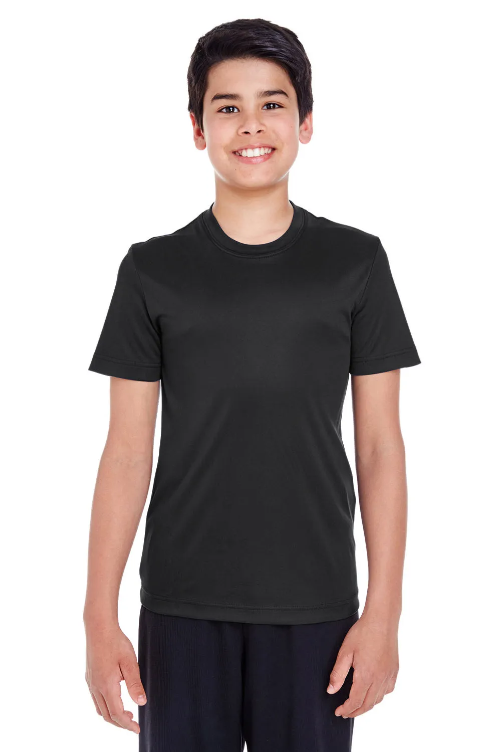 Team 365 Youth Zone Performance Feuchtigkeitstransportierendes Kurzarm-Crewneck-T-Shirt - Schwarz
