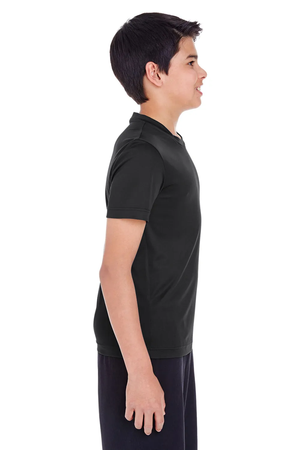 Team 365 Youth Zone Performance Feuchtigkeitstransportierendes Kurzarm-Crewneck-T-Shirt - Schwarz
