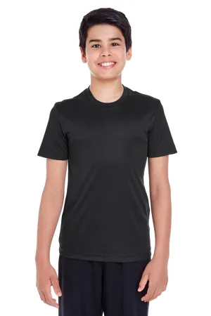 Team 365 Youth Zone Performance Feuchtigkeitstransportierendes Kurzarm-Crewneck-T-Shirt - Schwarz