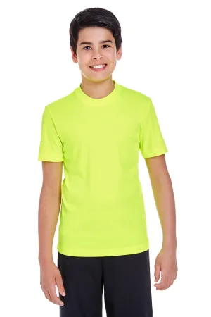 Team 365 Youth Zone Performance Feuchtigkeitstransportierendes Kurzarm-Crewneck-T-Shirt - Sicherheitsgelb