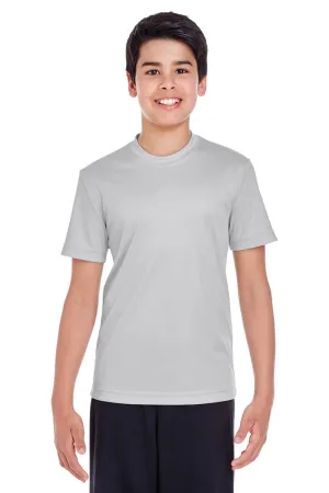 Team 365 Youth Zone Performance Feuchtigkeitstransportierendes Kurzarm-Crewneck-T-Shirt - Silbergrau