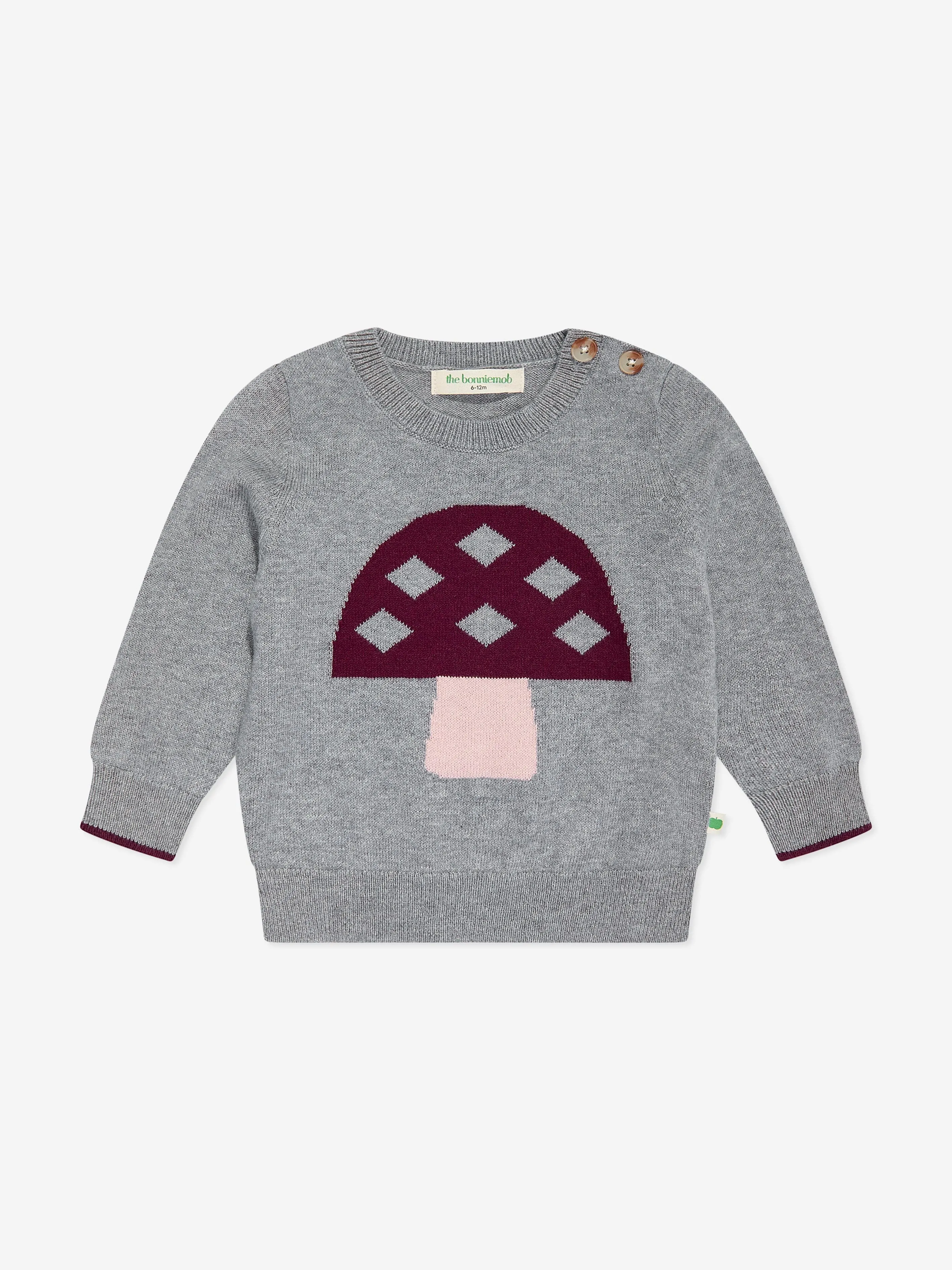 Der Bonnie Mob Baby Sparrow Pilz-Strickpullover in Grau