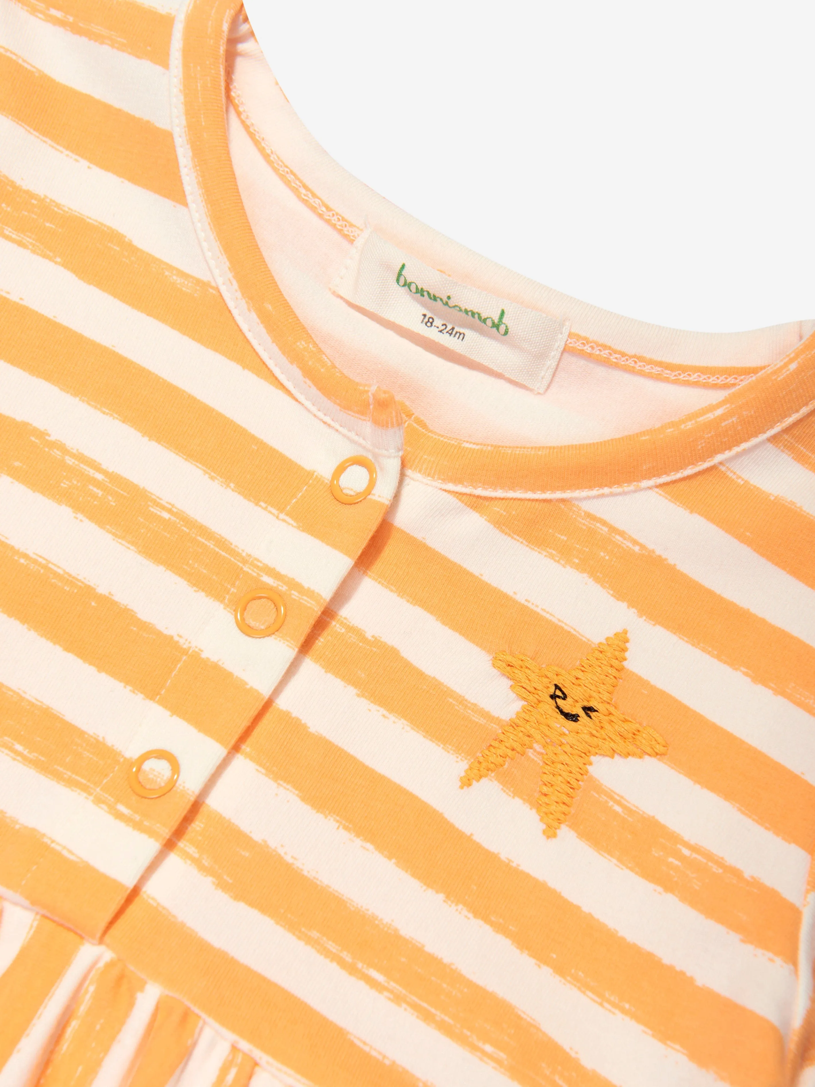 Das Bonnie Mob Girls Cari gestreiftes Kleid mit Tasche in Orange