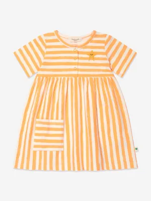 Das Bonnie Mob Girls Cari gestreiftes Kleid mit Tasche in Orange
