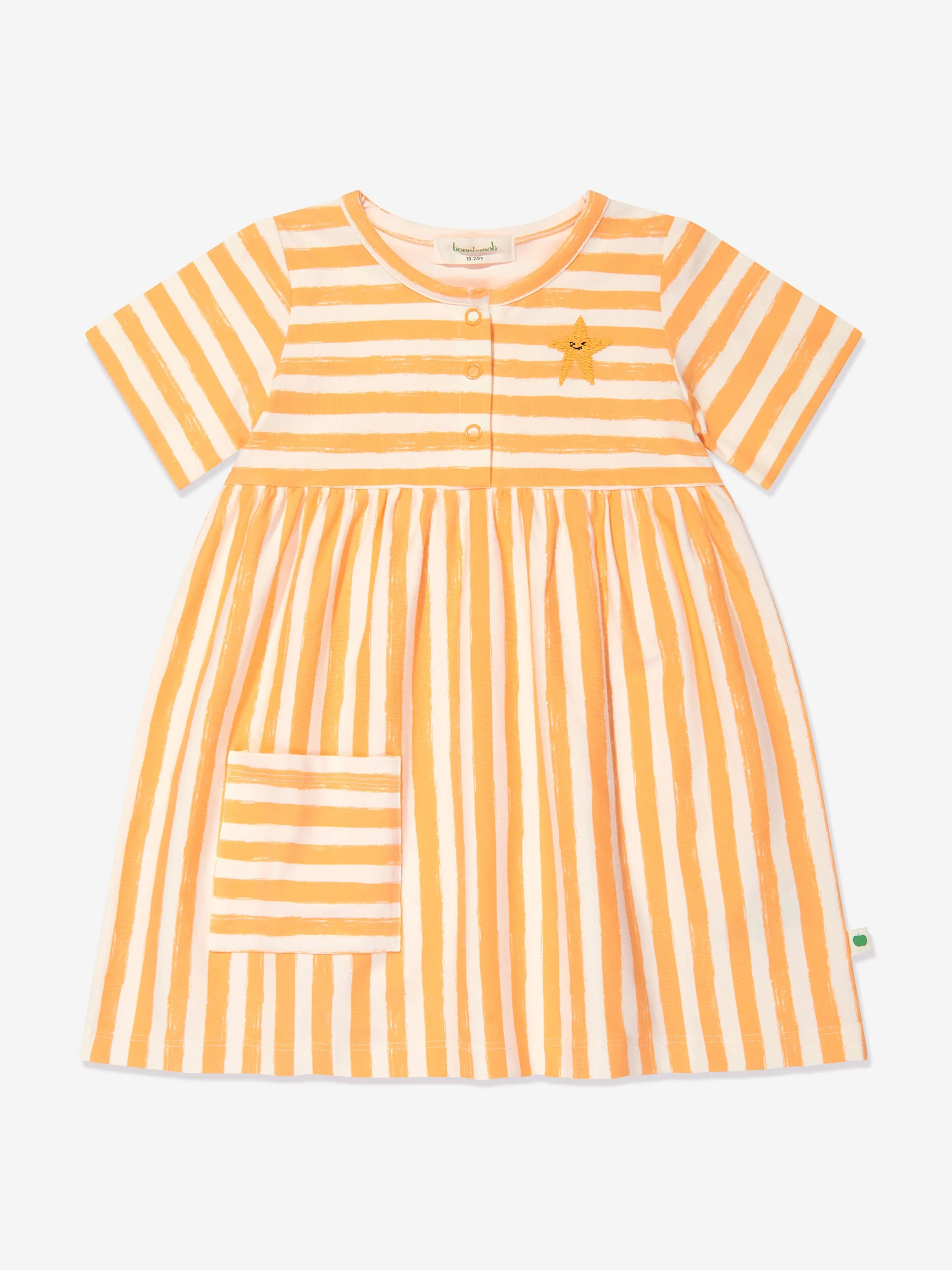 Das Bonnie Mob Girls Cari gestreiftes Kleid mit Tasche in Orange