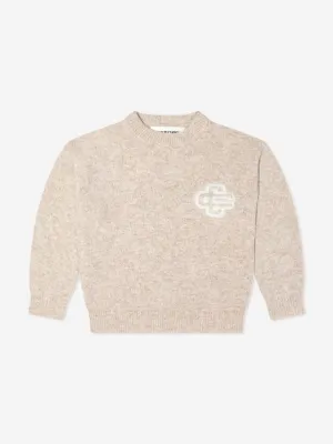 The Couture Club Kids Flauschiger Strickpullover mit Emblem in Beige