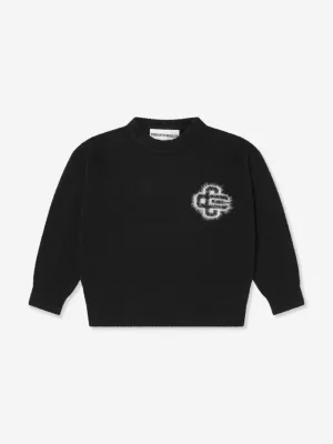 The Couture Club Kids Flauschiger Strickpullover mit Logo in Schwarz