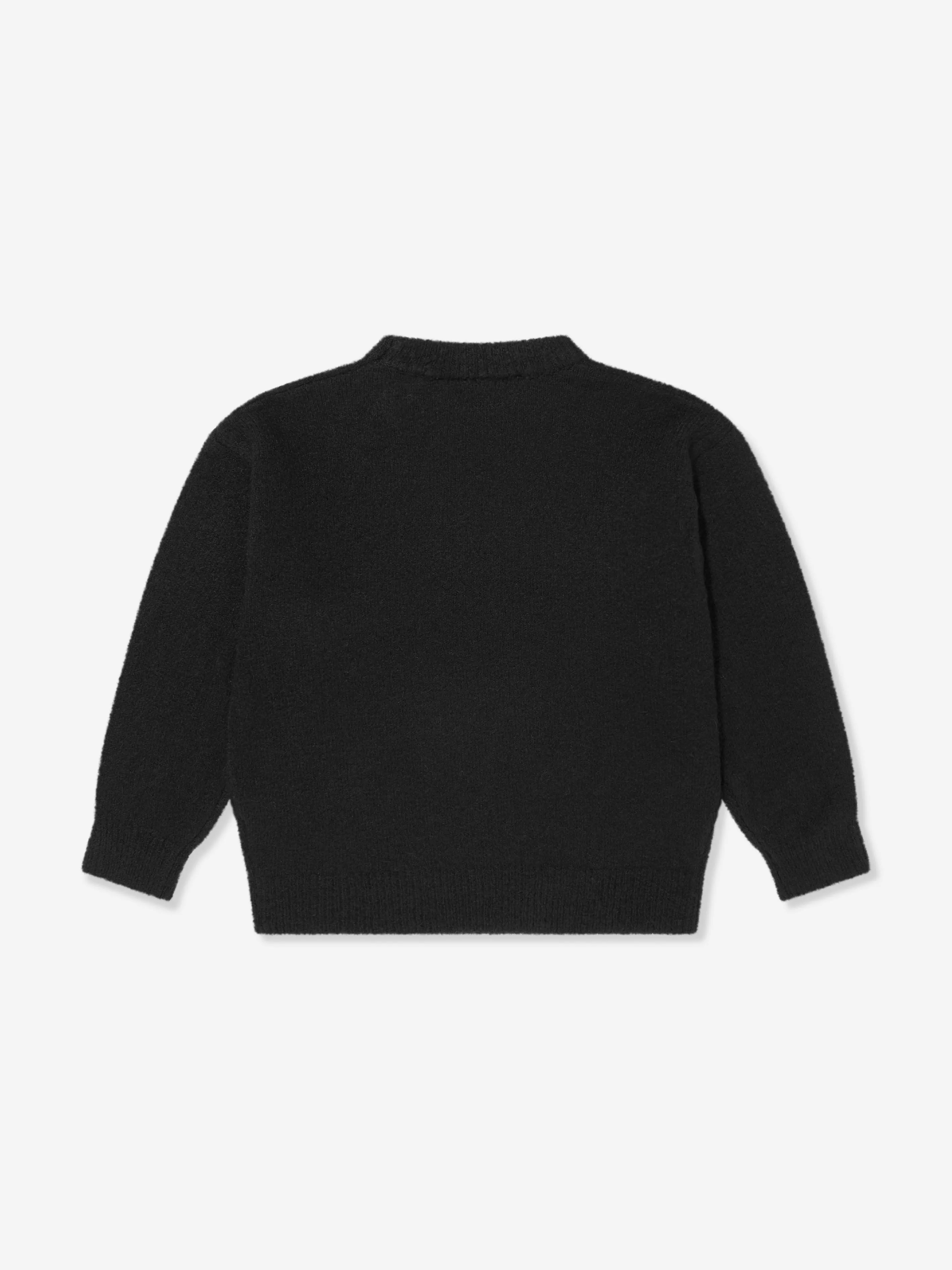 The Couture Club Kids Flauschiger Strickpullover mit Logo in Schwarz