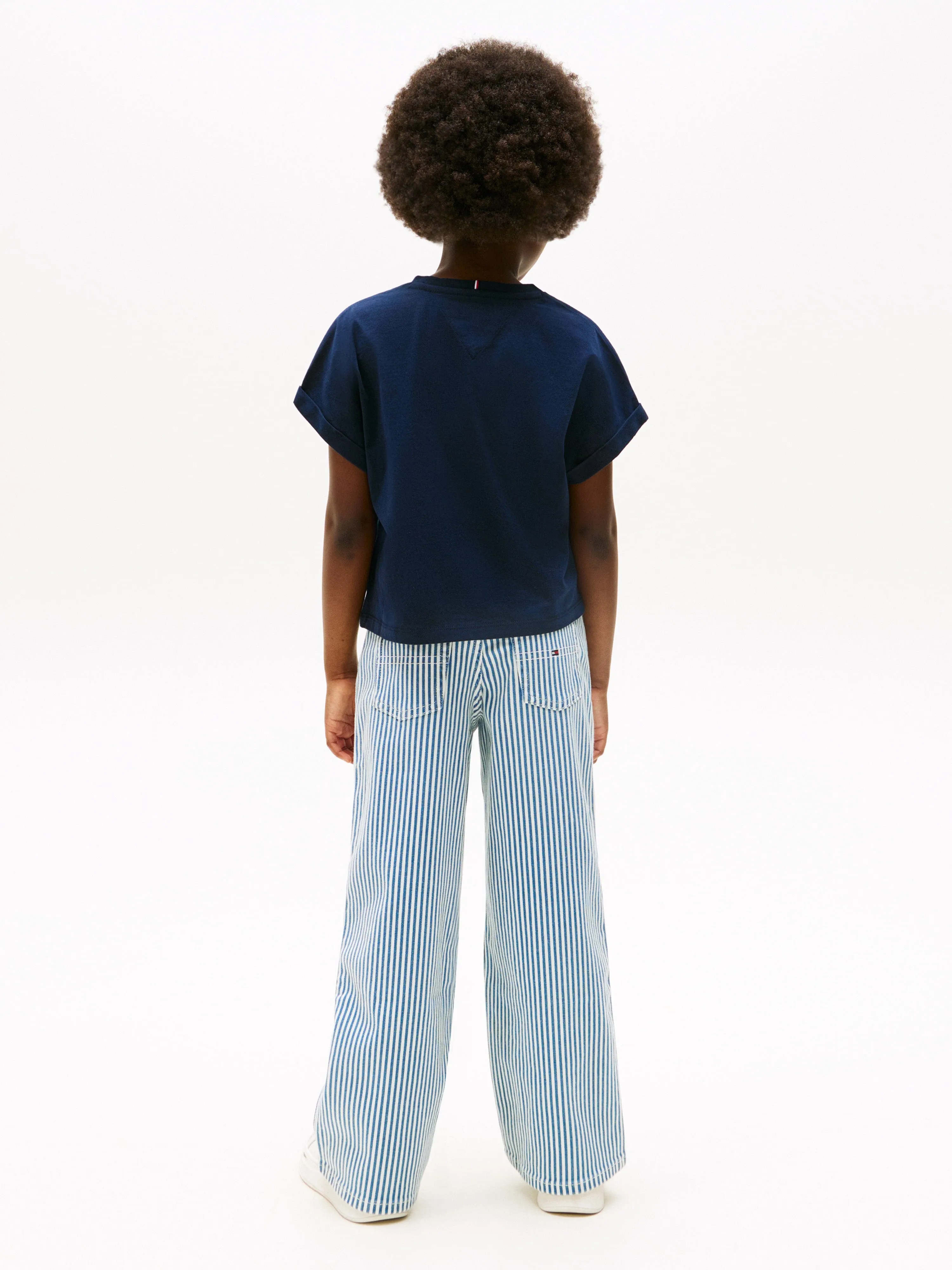Tommy Hilfiger Mädchen Pailletten Flaggen T-Shirt in Marineblau